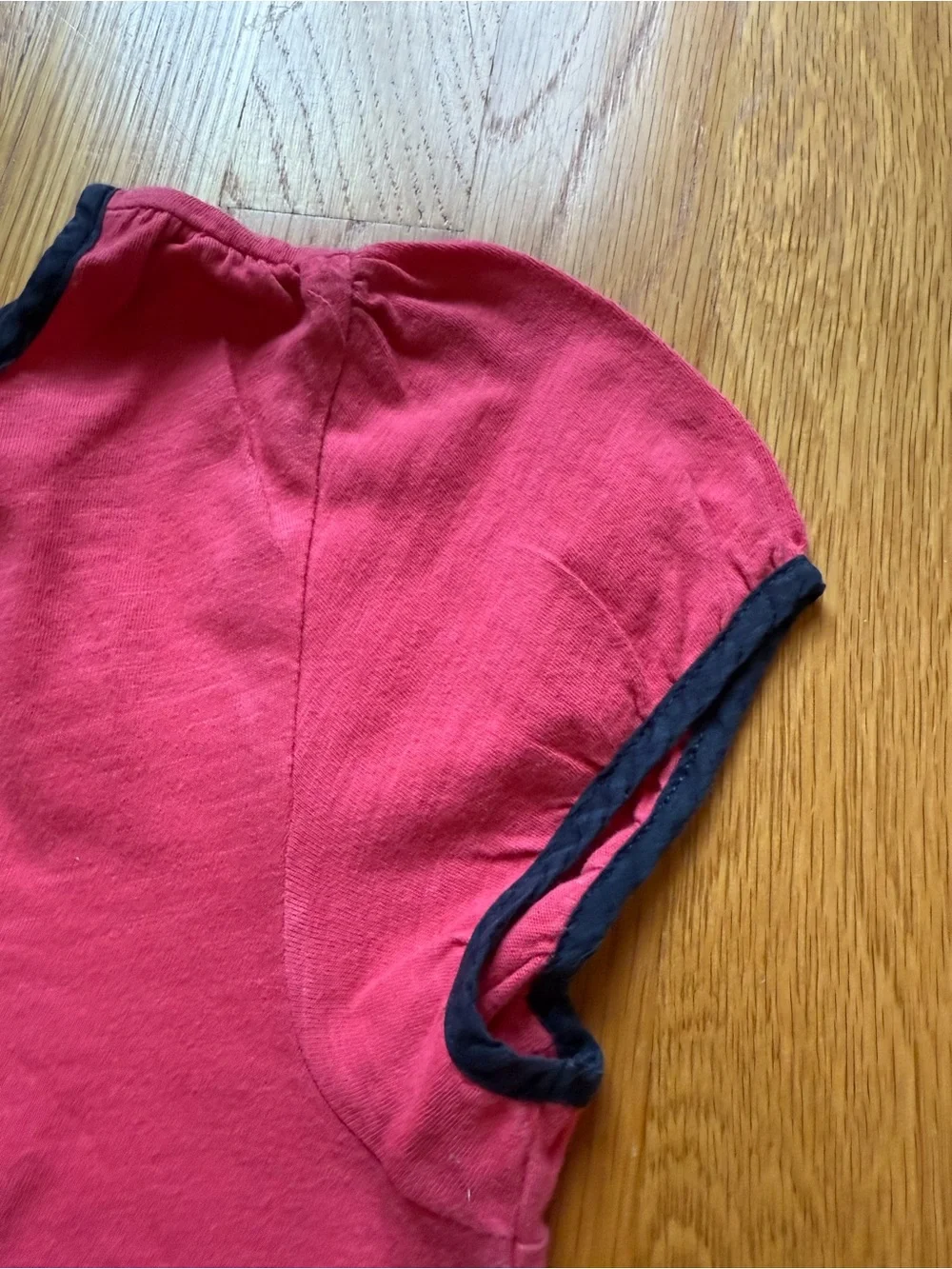 GAPKids Pink Cap Sleeve Knit Top with Contrast Navy Blue Trim